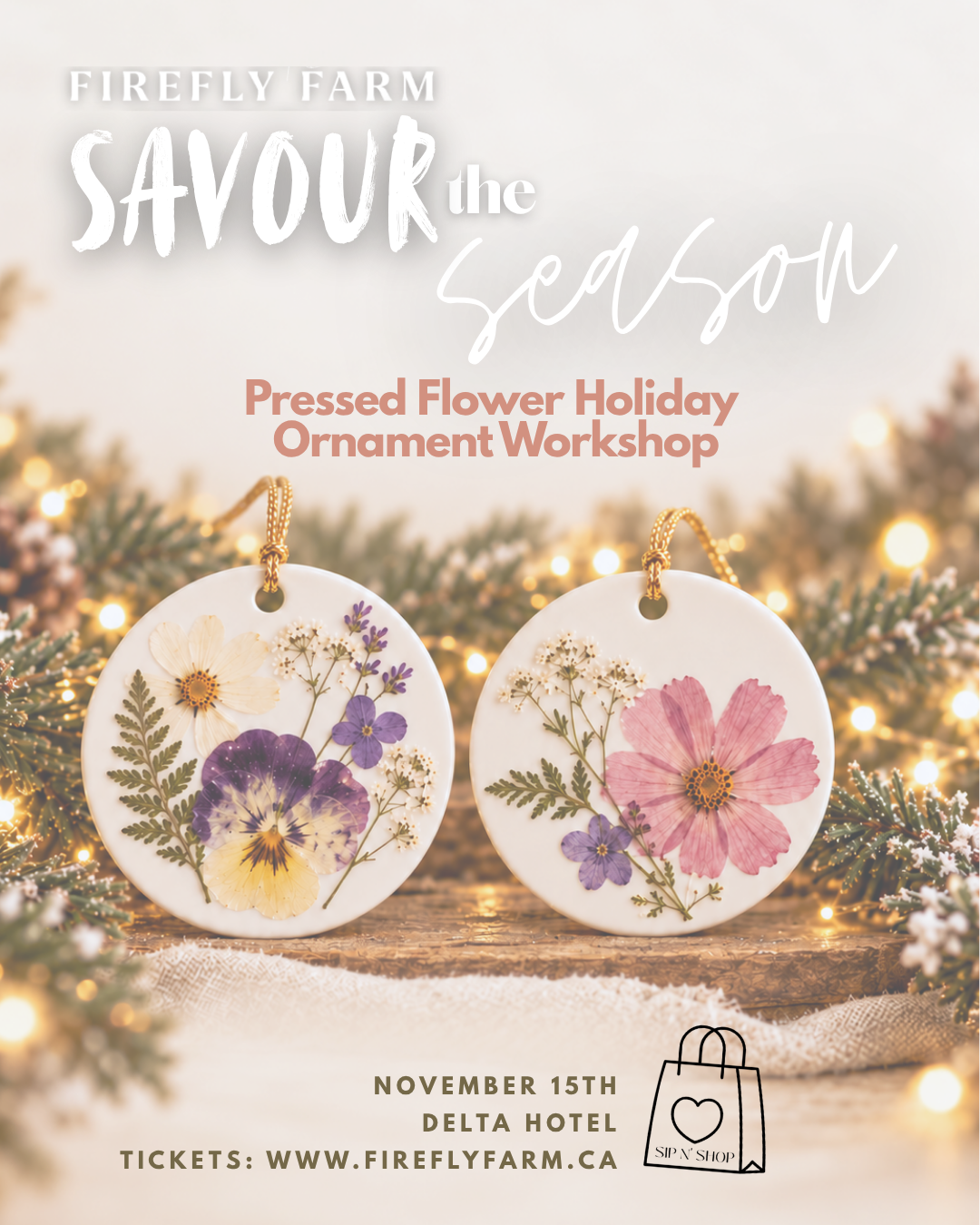 Savour the Season: Pressed Flower Holiday Ornament Workshop
