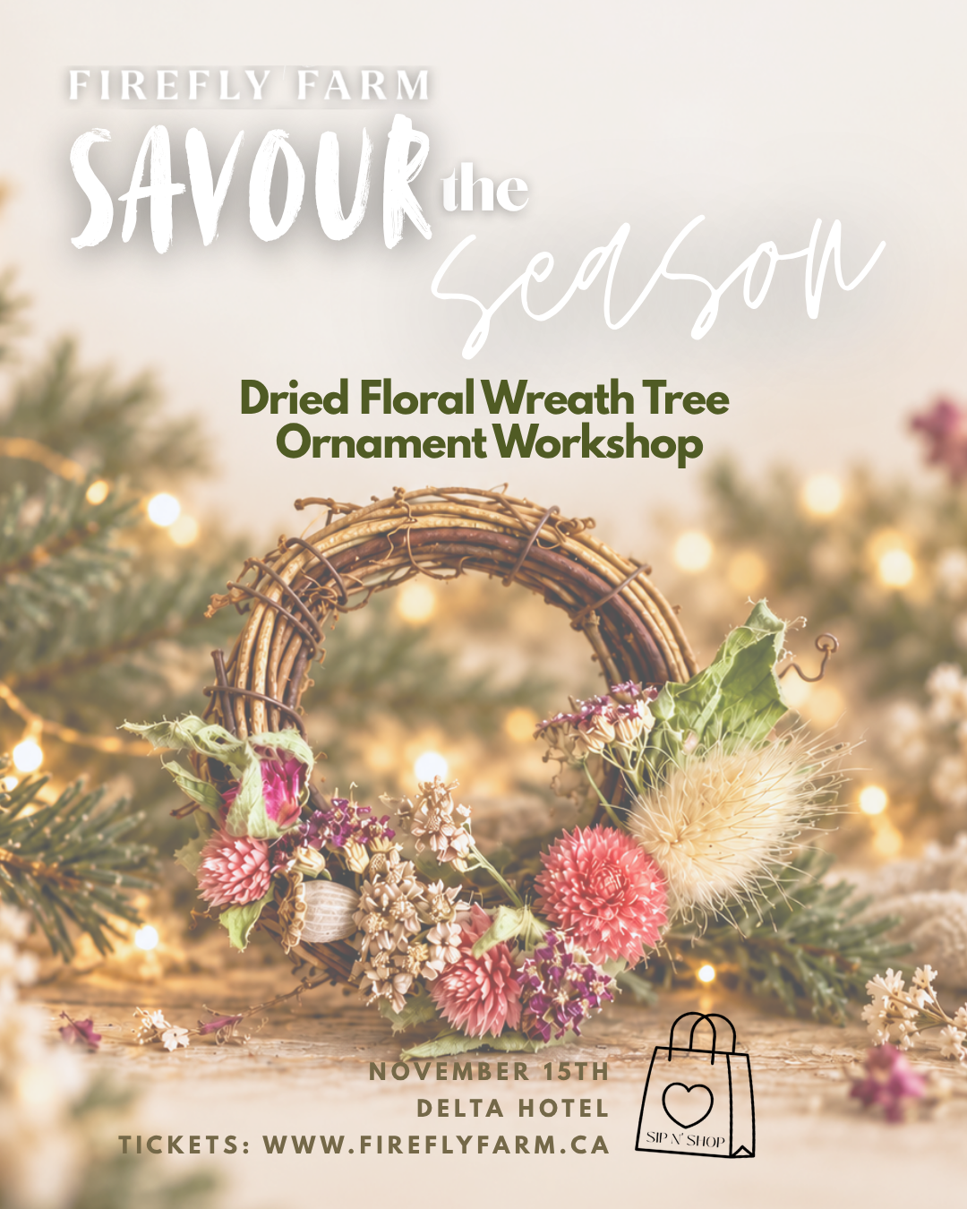 Savour the Season: Dried Floral Wreath Tree Ornament Workshop